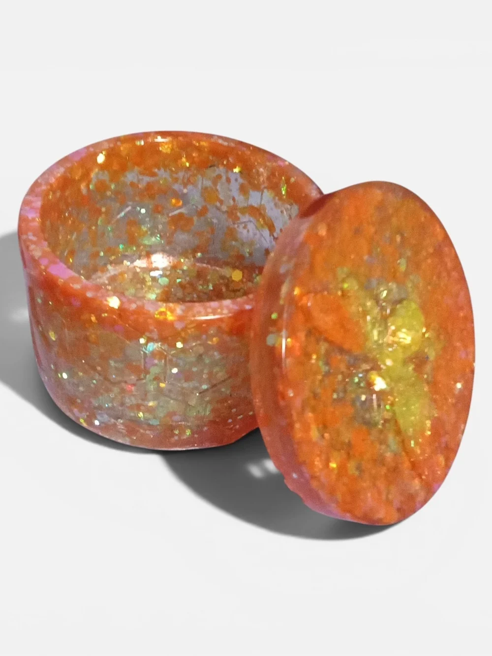 Round Glitter Resin Honeybee's Trinket Box - Red